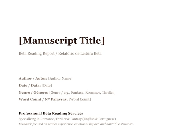 alpha or beta read your thriller manuscript